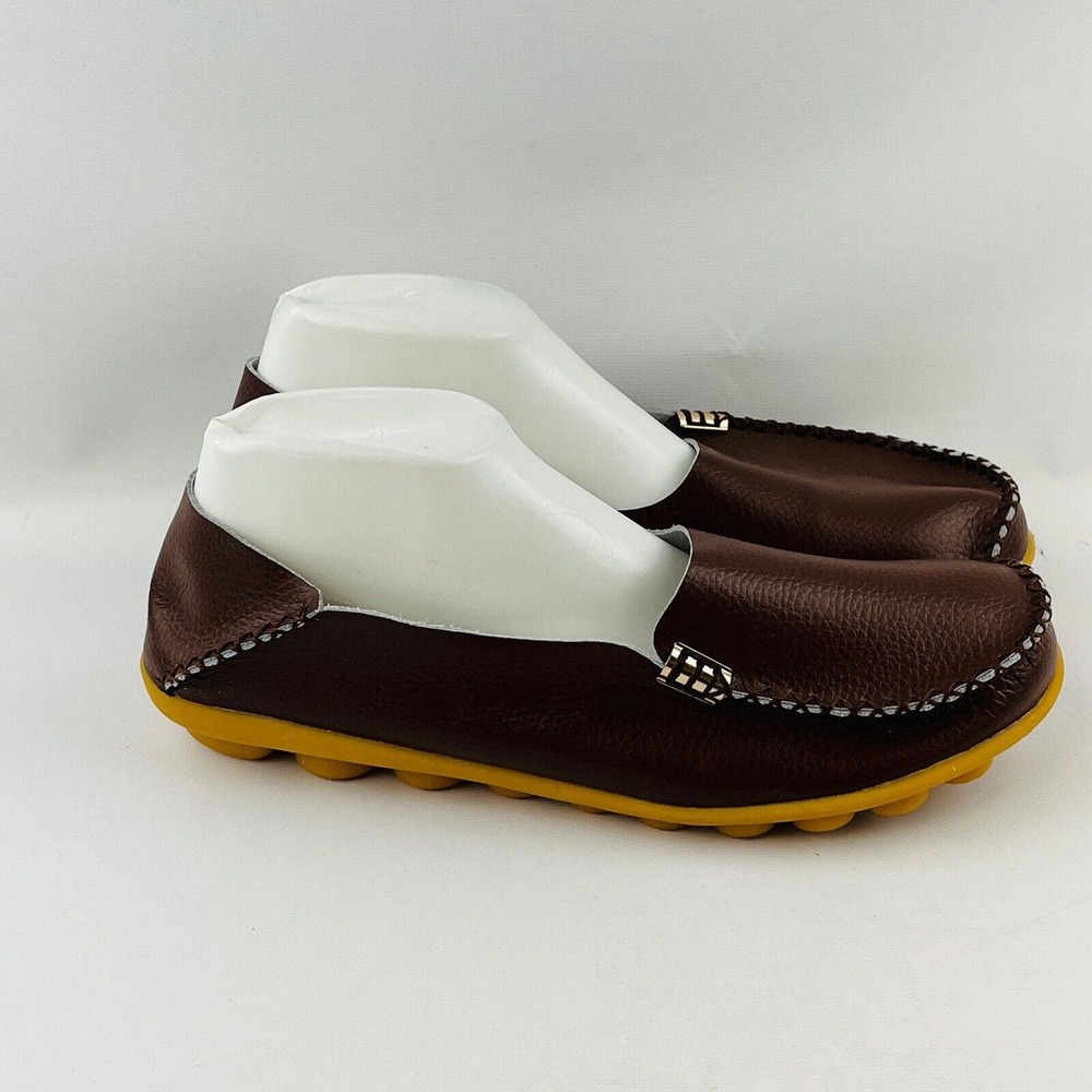 Womens 12 VenusCelia Loafers Brown Leather Natural Comfort Walking Slip On Shoes - Picture 2 of 10